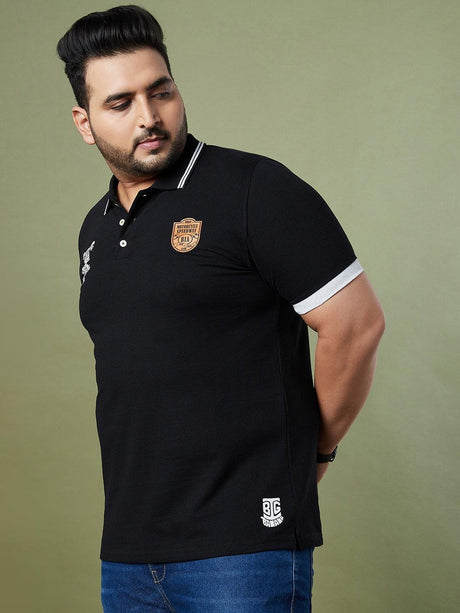 Men Plus Size Camshaft Solid Polo Tshirt - bigbanana