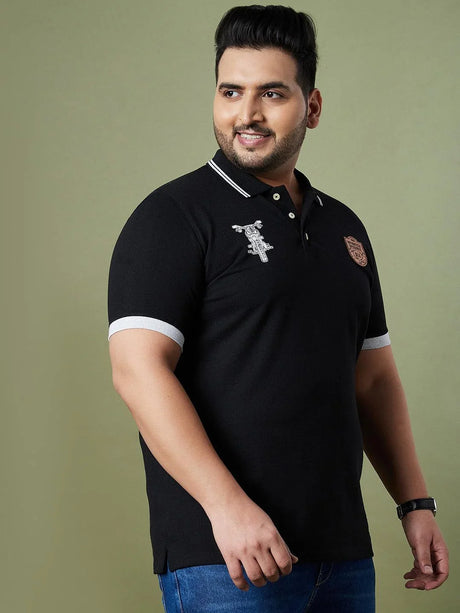 Men Plus Size Camshaft Solid Polo Tshirt - bigbanana