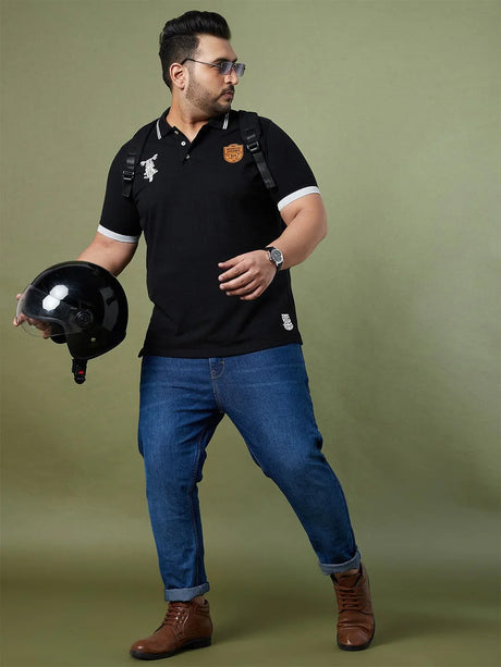 Men Plus Size Camshaft Solid Polo Tshirt - bigbanana