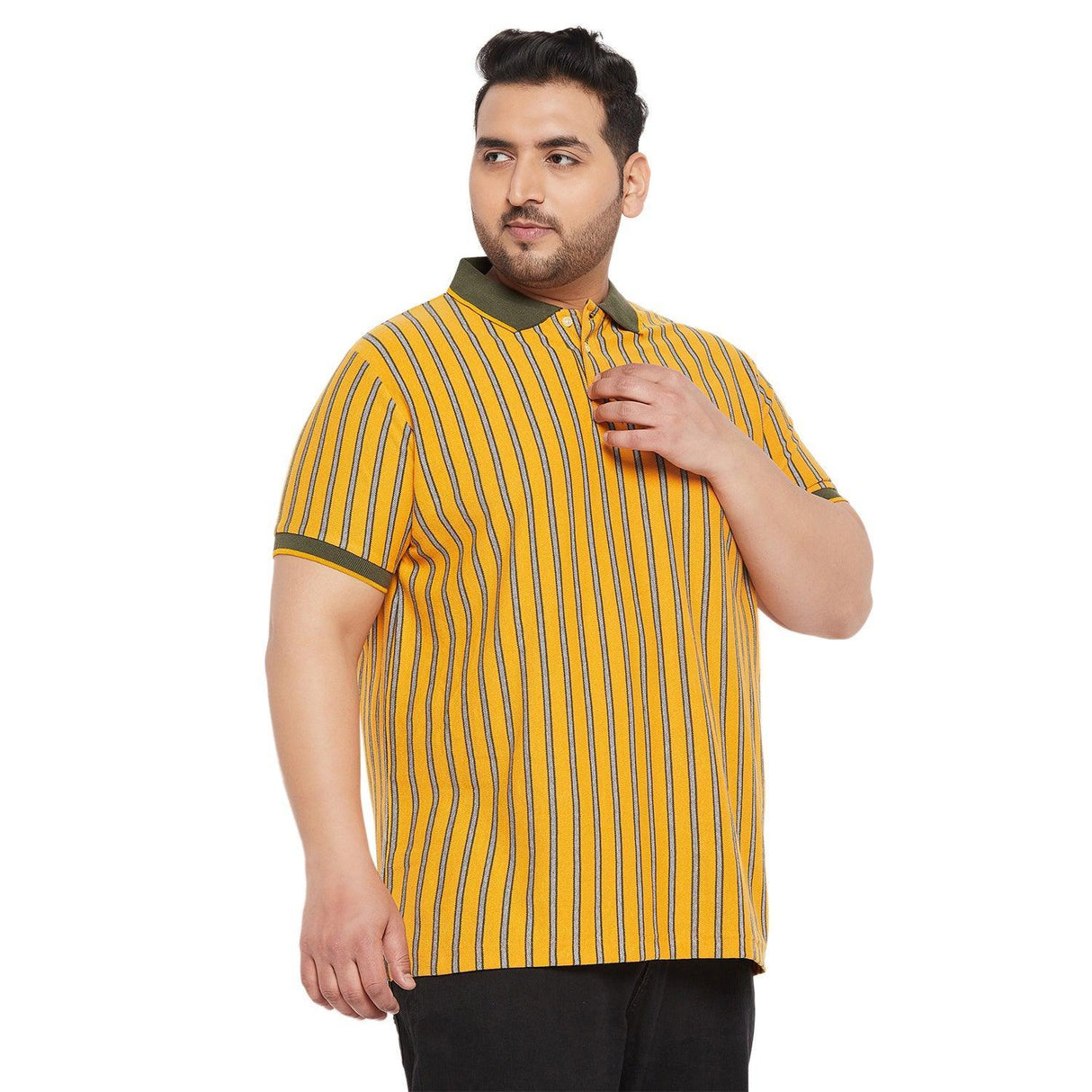 Men Plus Size Celsius Striped Polo Tshirt - bigbanana