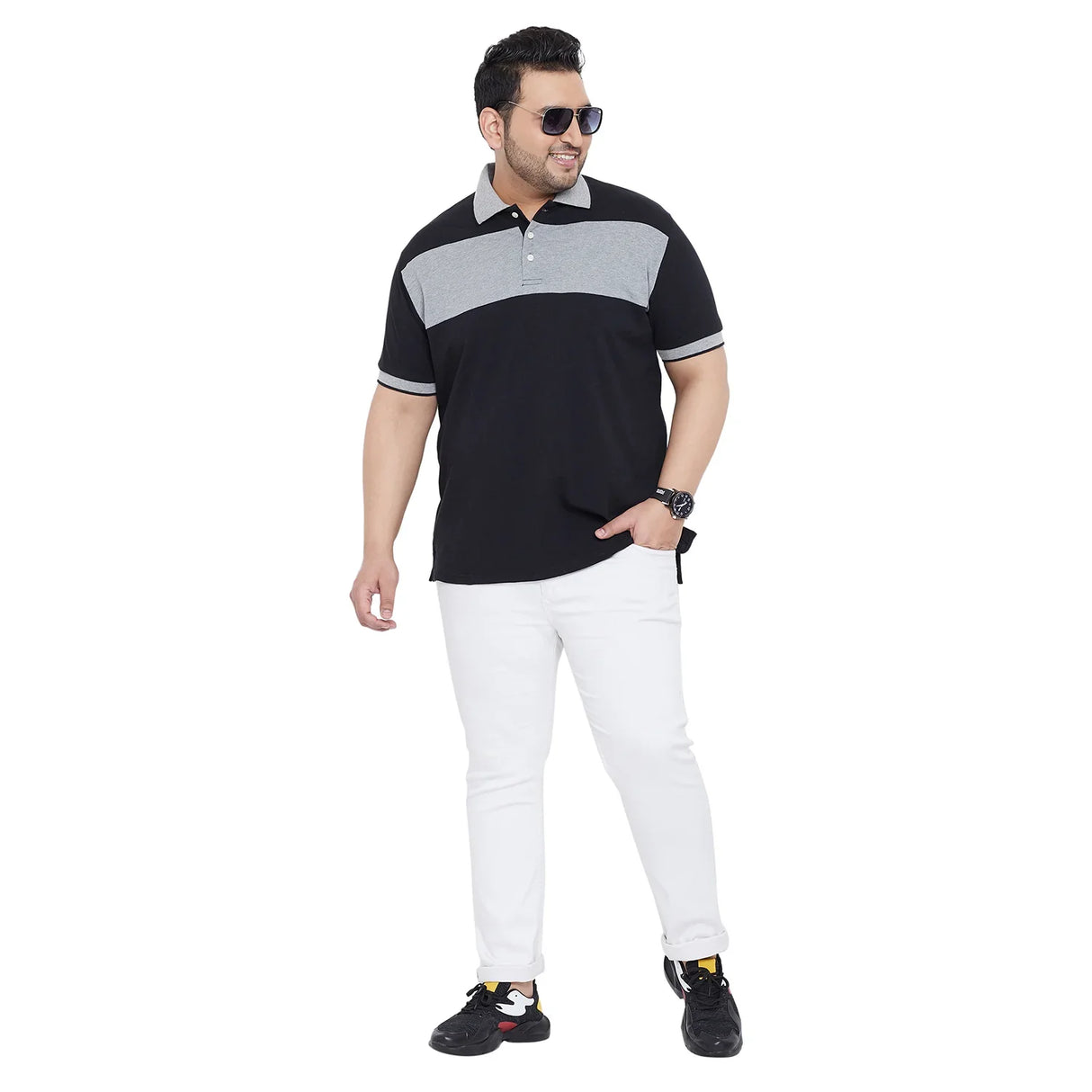 Men Plus Size Charlwood Colorblock Polo Tshirt - bigbanana