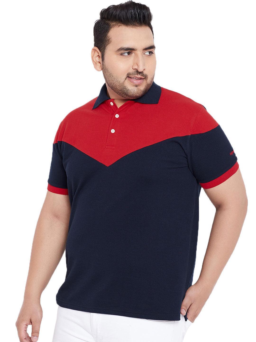 Men Plus Size Christopher Colourblocked Polo T-shirt - bigbanana