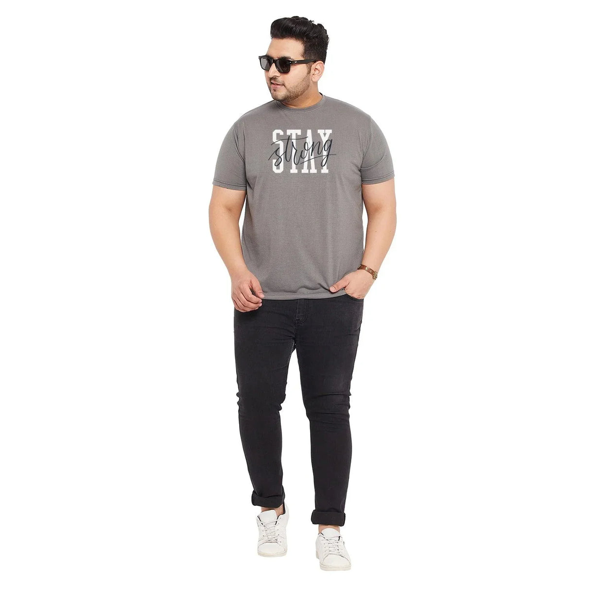 Men Plus Size Churchill Printed Round Neck Tshirt - bigbanana