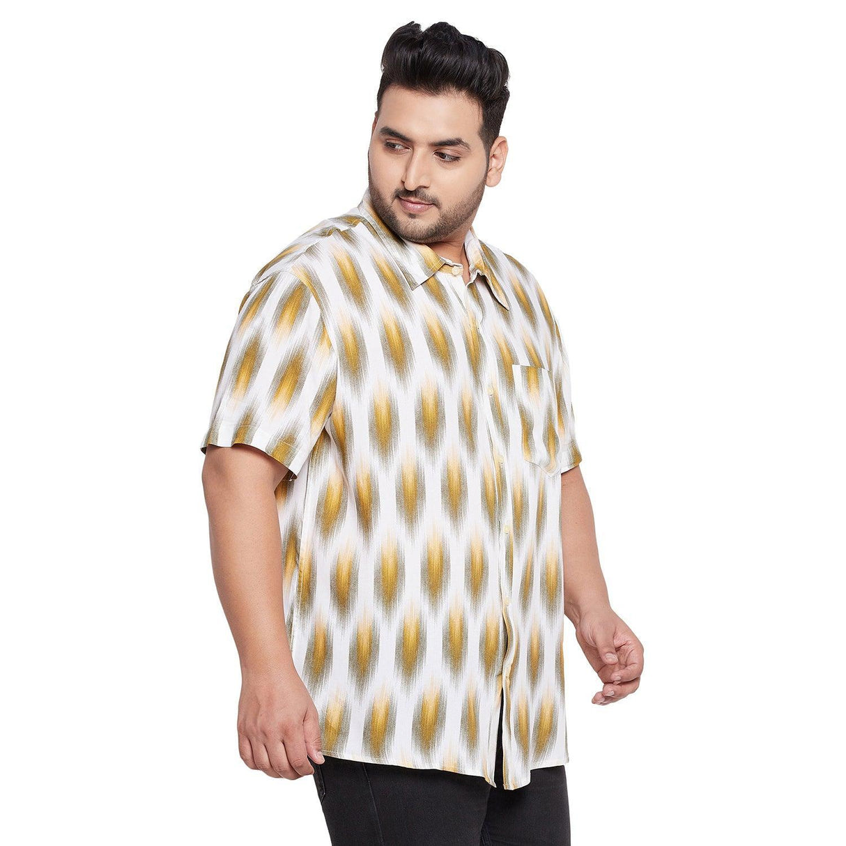 Men Plus Size Cina-Yellow Printed Shirt - bigbanana