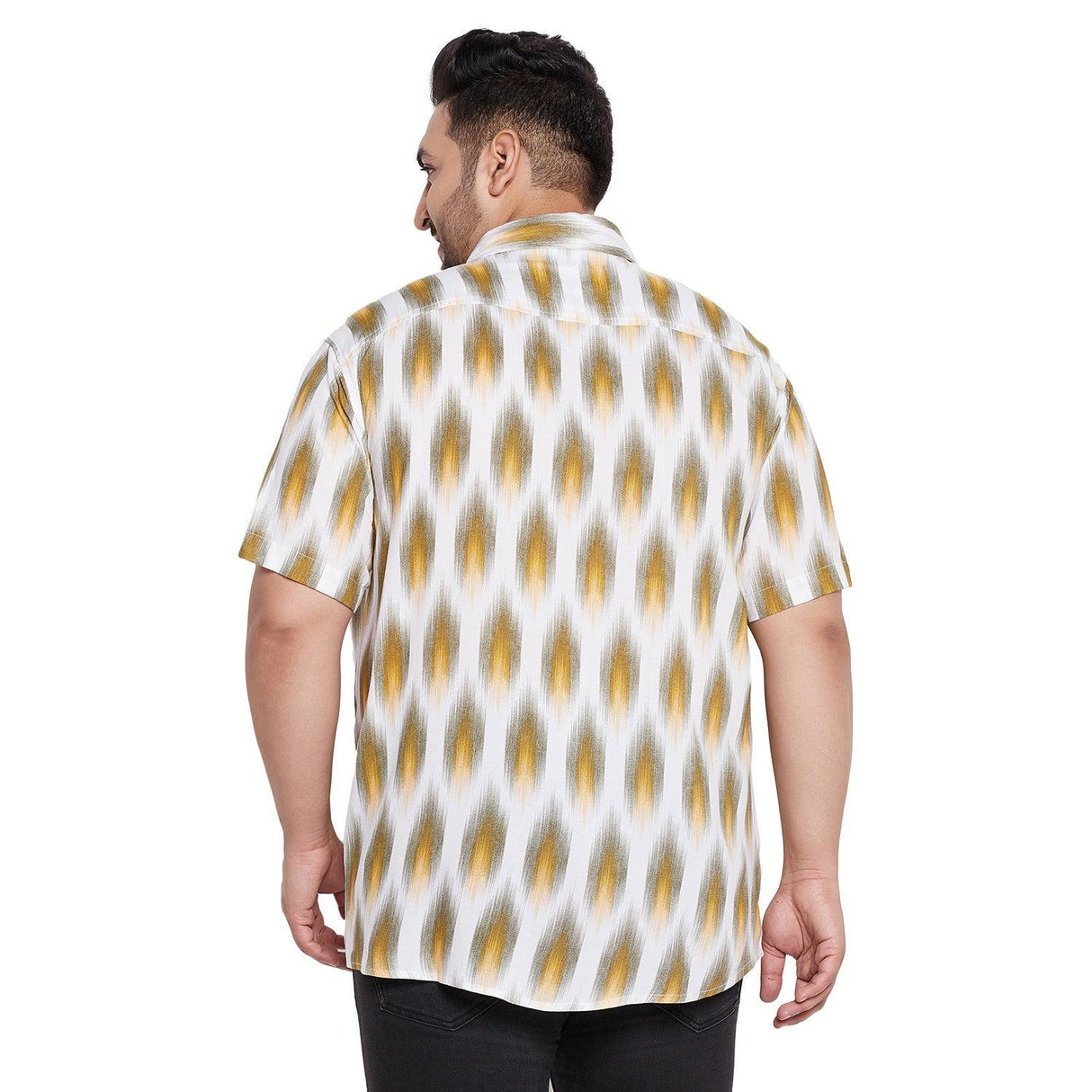 Men Plus Size Cina-Yellow Printed Shirt - bigbanana