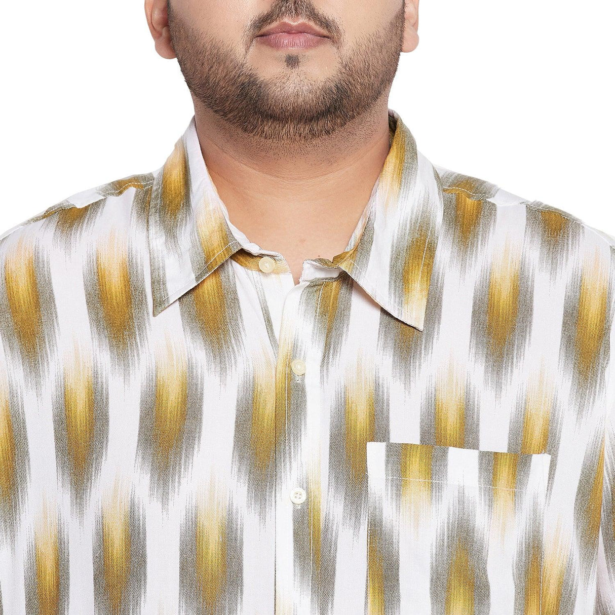 Men Plus Size Cina-Yellow Printed Shirt - bigbanana