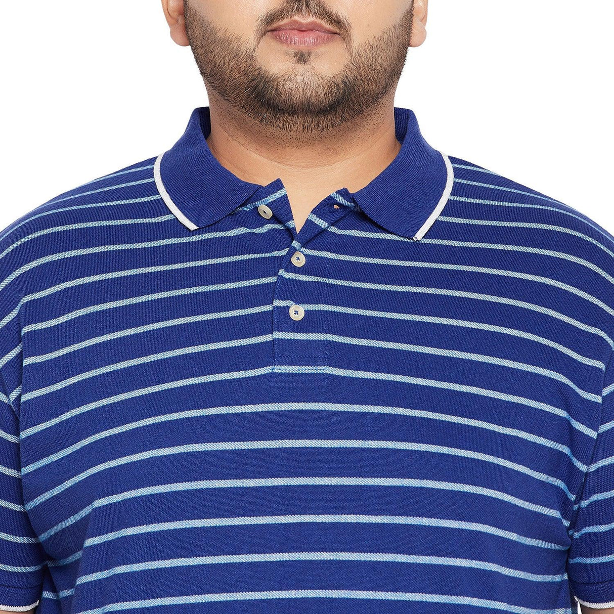 Men Plus Size Clovis Stripped Polo Tshirt - bigbanana