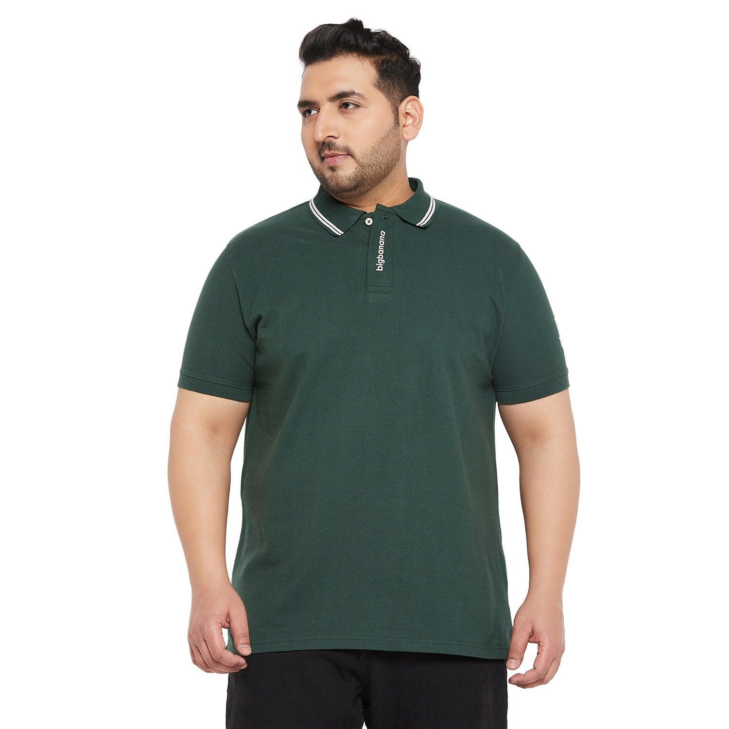 Men Plus Size Conjunto Solid Polo Tshirt - bigbanana