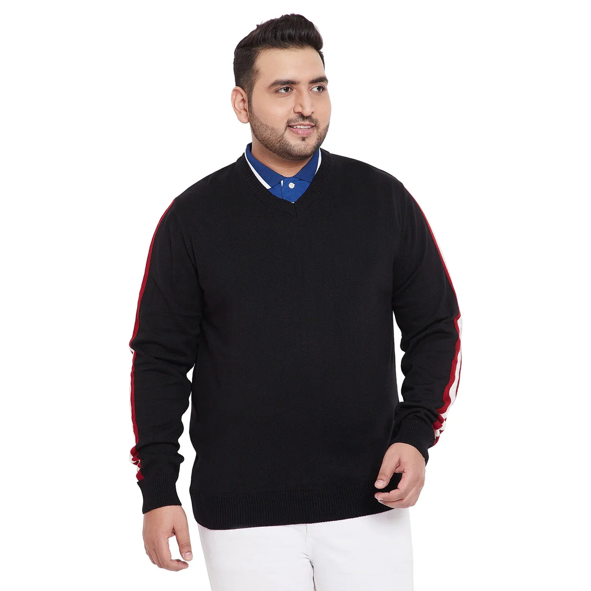 Men Plus Size Deep Solid Sweater - bigbanana