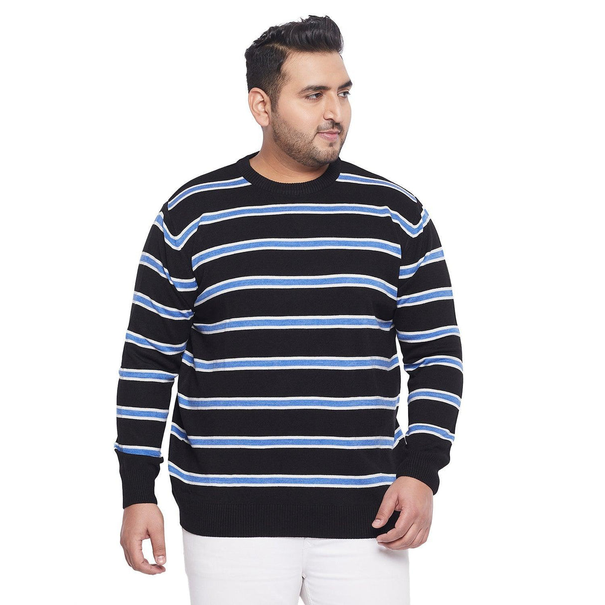 Men Plus Size Desmond Striped Sweater - bigbanana