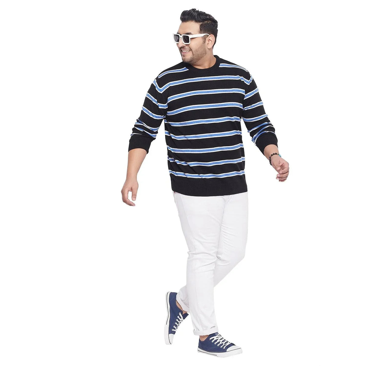 Men Plus Size Desmond Striped Sweater - bigbanana