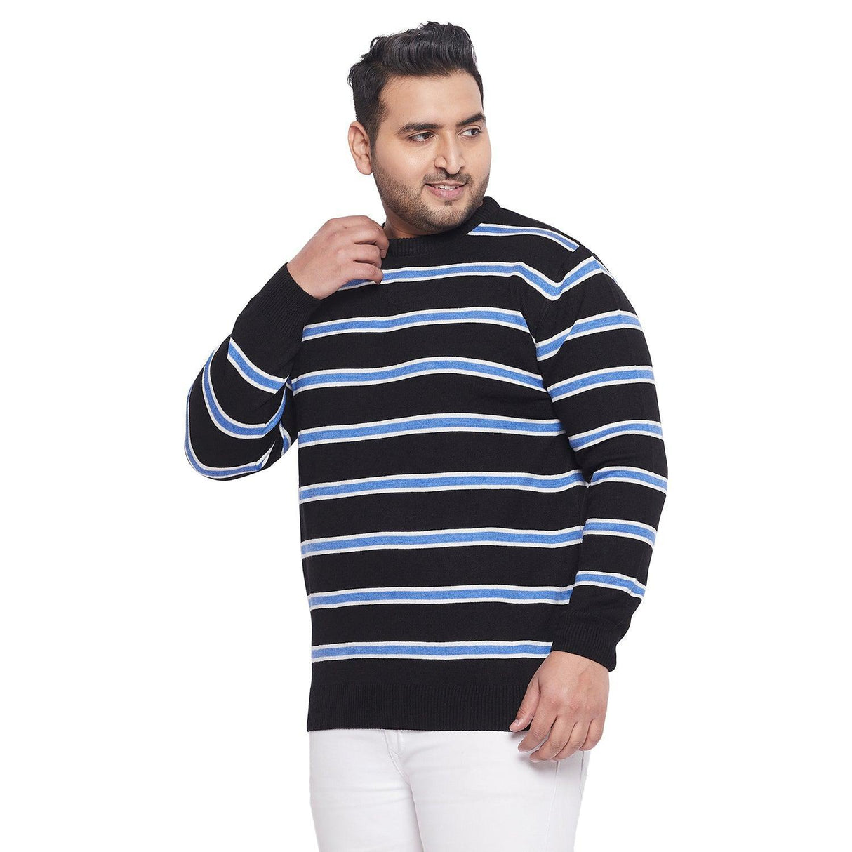 Men Plus Size Desmond Striped Sweater - bigbanana