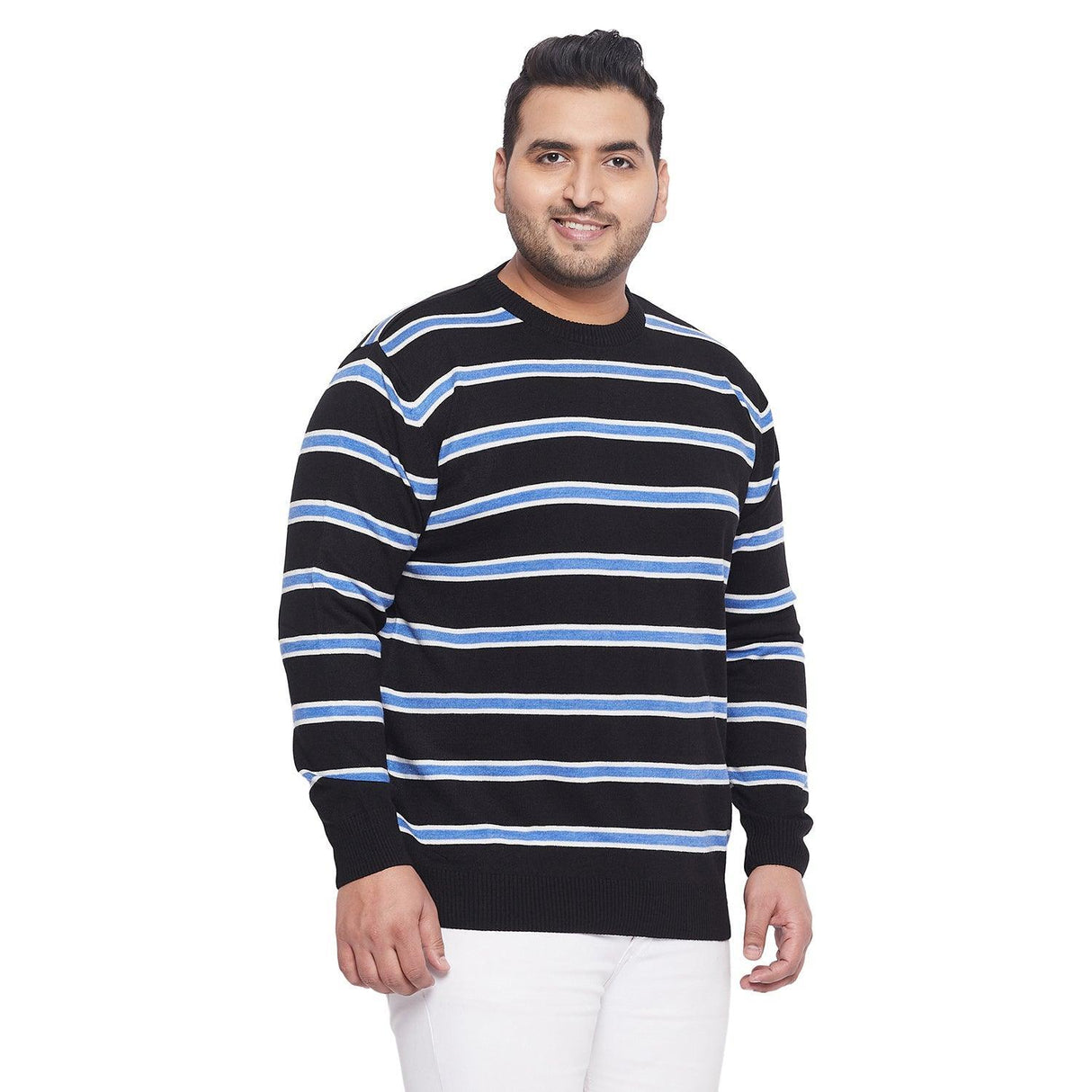 Men Plus Size Desmond Striped Sweater - bigbanana