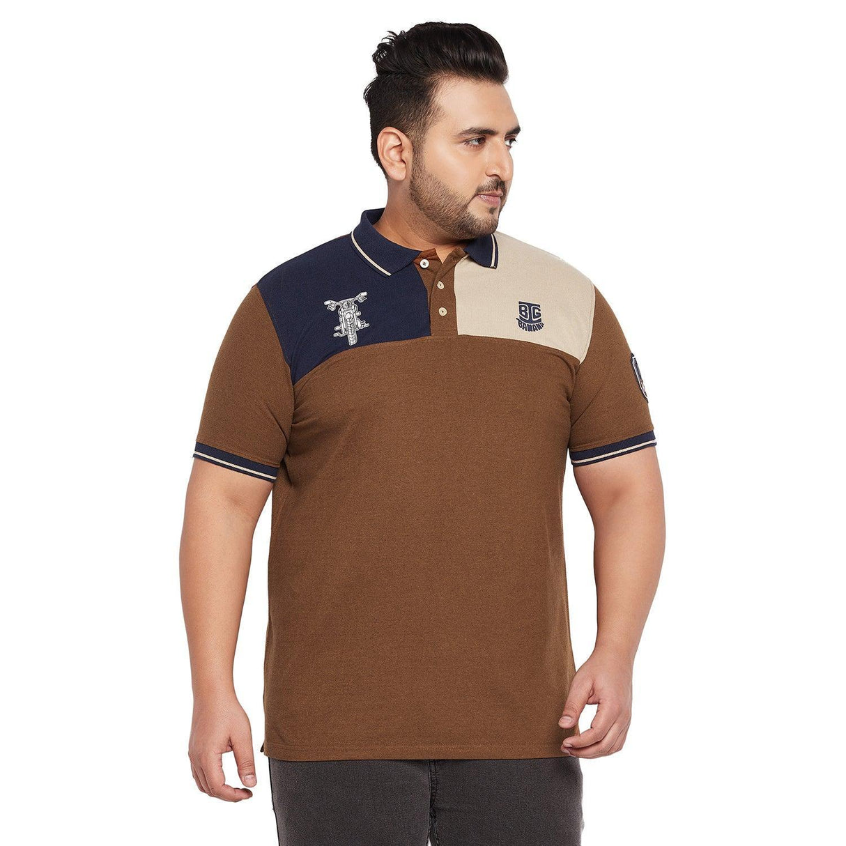 Men Plus Size Dynamo Colorblock Polo Tshirt - bigbanana