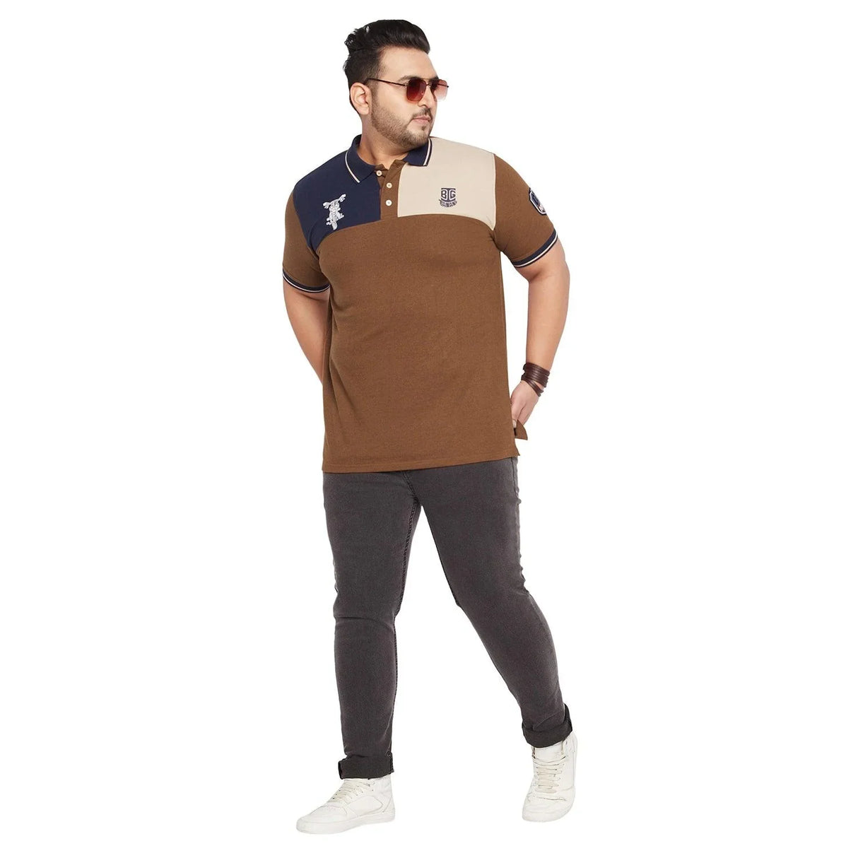 Men Plus Size Dynamo Colorblock Polo Tshirt - bigbanana