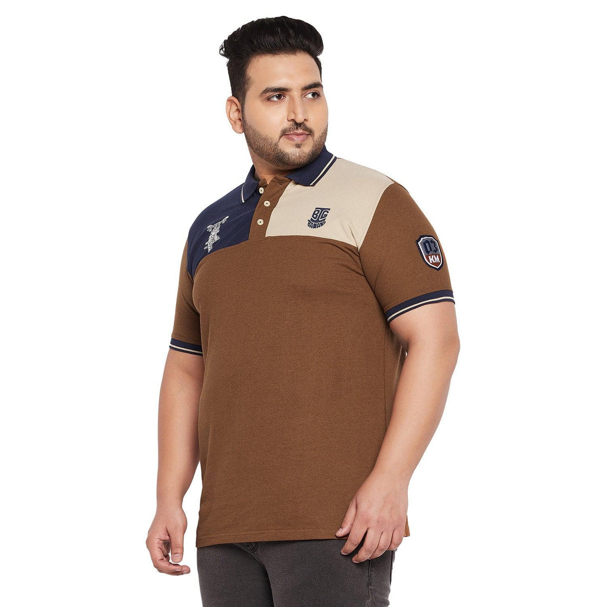 Men Plus Size Dynamo Colorblock Polo Tshirt - bigbanana