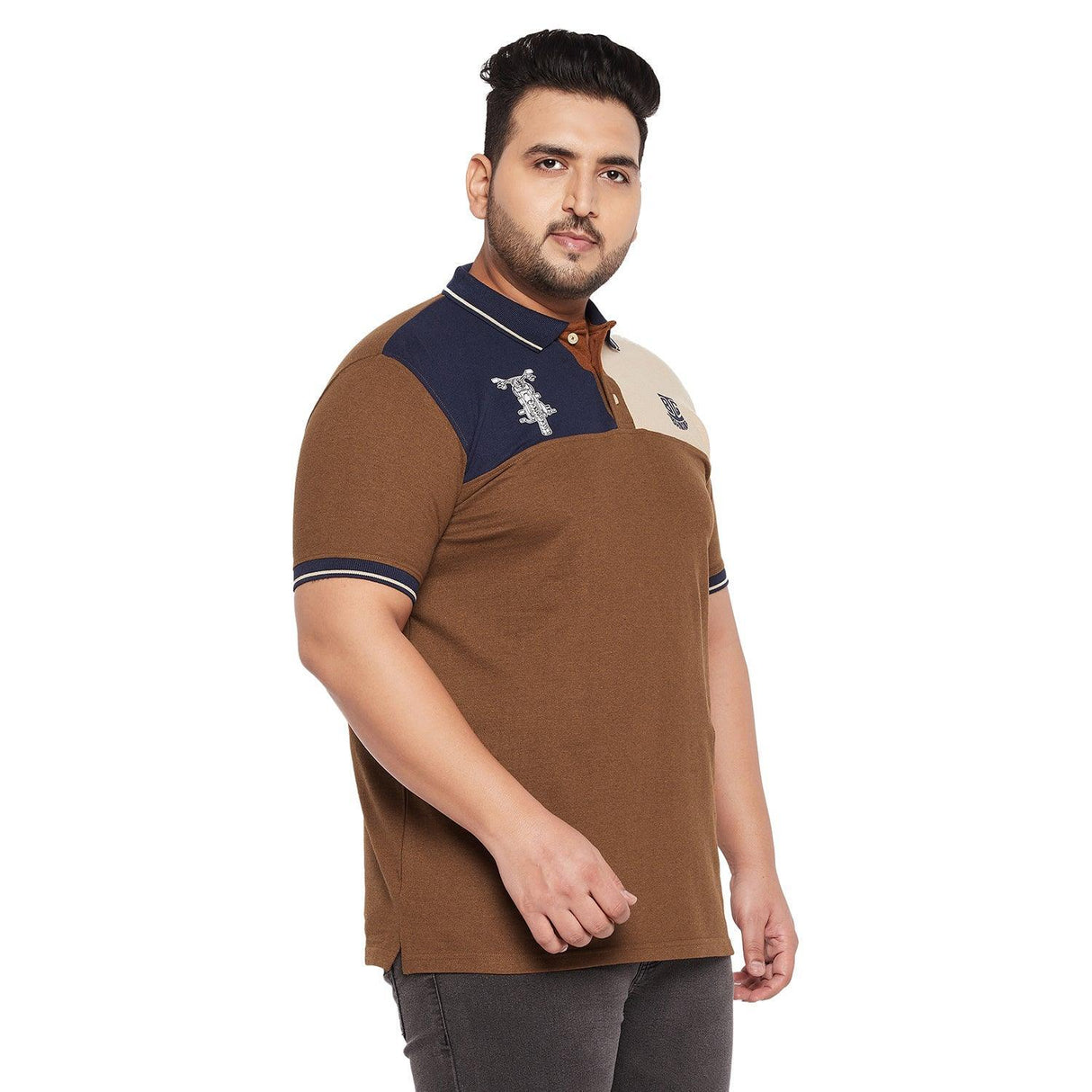 Men Plus Size Dynamo Colorblock Polo Tshirt - bigbanana