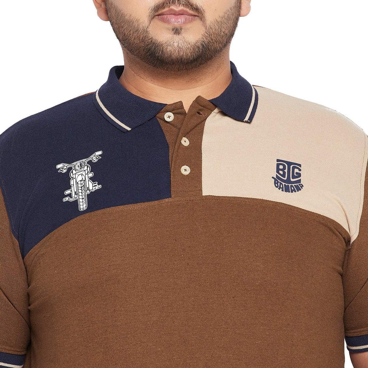 Men Plus Size Dynamo Colorblock Polo Tshirt - bigbanana