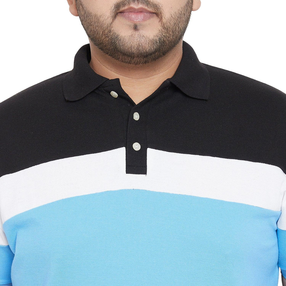 Men Plus Size Evelyn Solid Colorblock Polo Tshirt - bigbanana