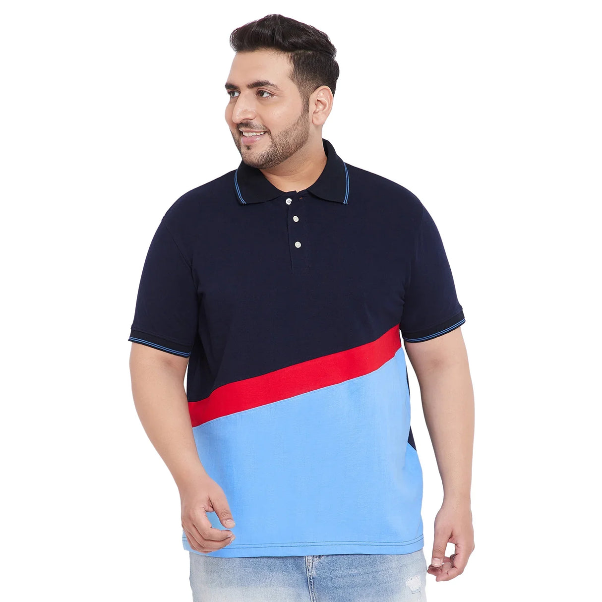 Men Plus Size Ezek Colorblock Polo Tshirt - bigbanana