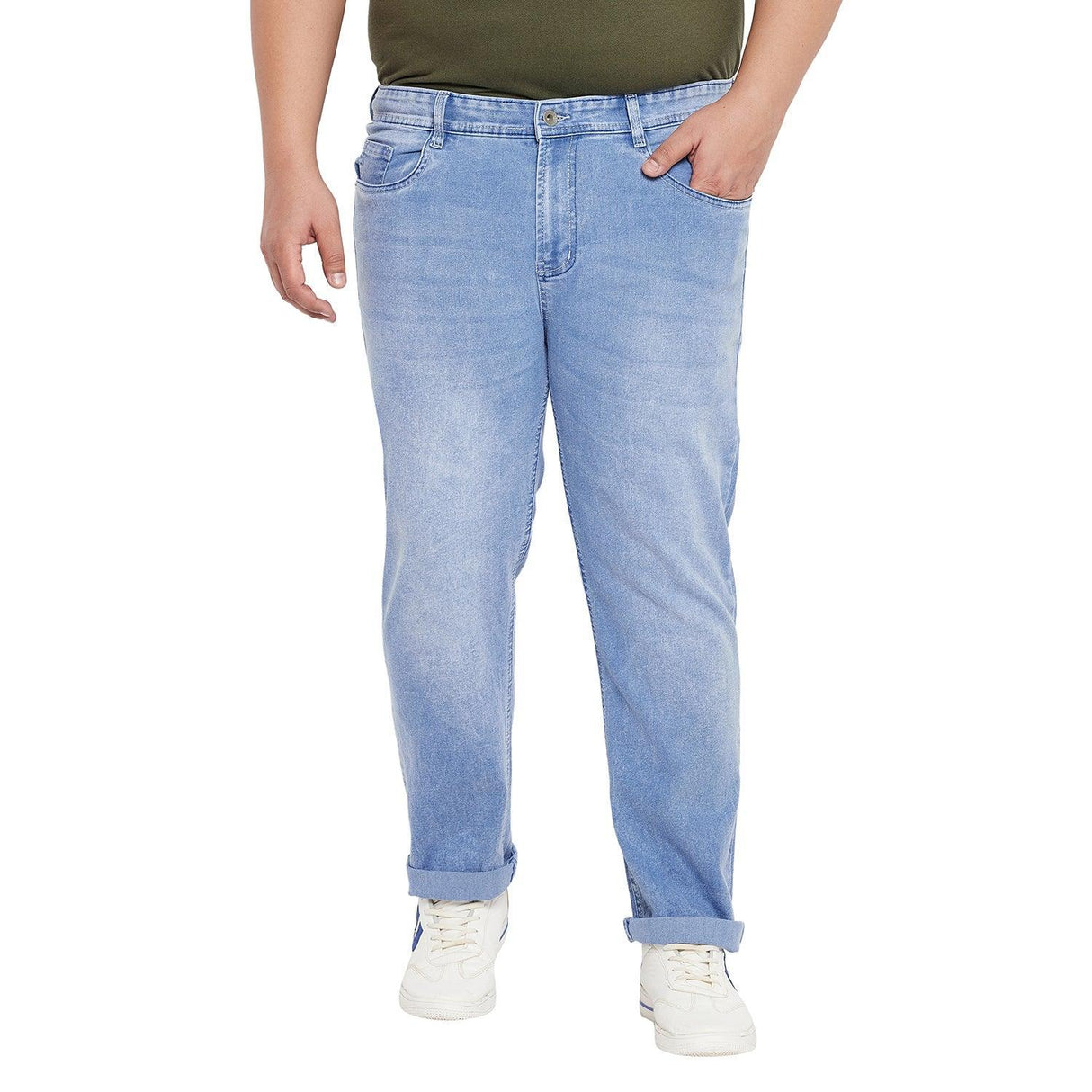 Men Plus Size Feedo Washed Indigo Denim - bigbanana
