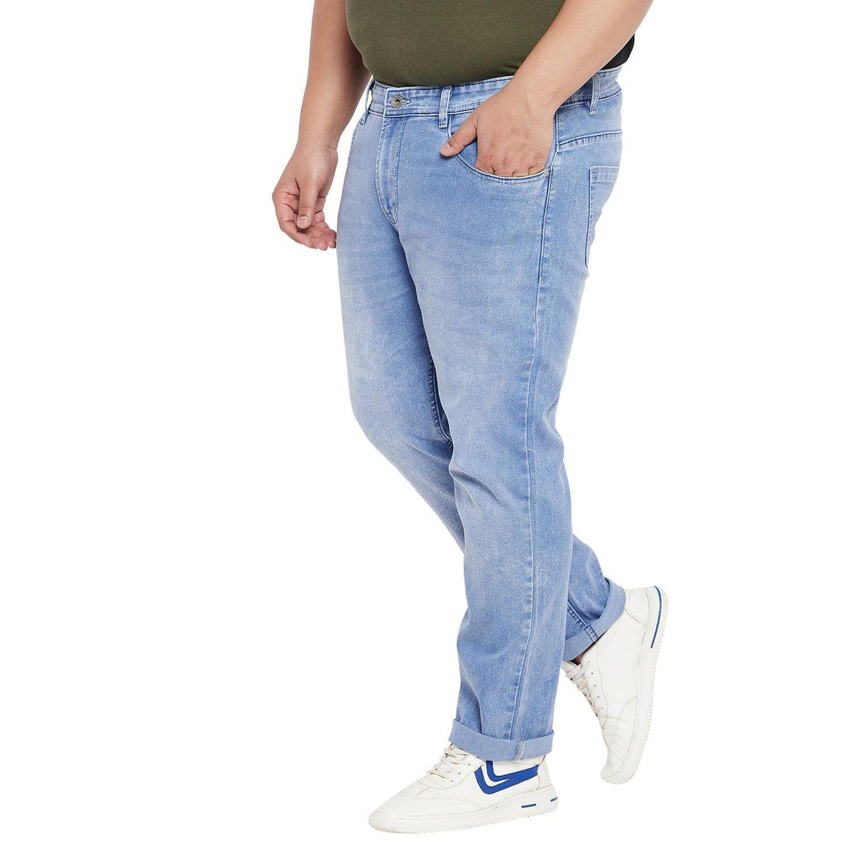 Men Plus Size Feedo Washed Indigo Denim - bigbanana