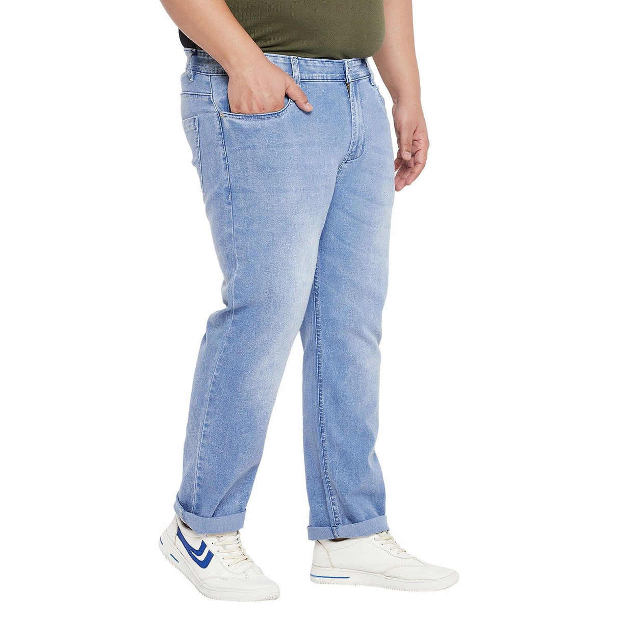 Men Plus Size Feedo Washed Indigo Denim - bigbanana