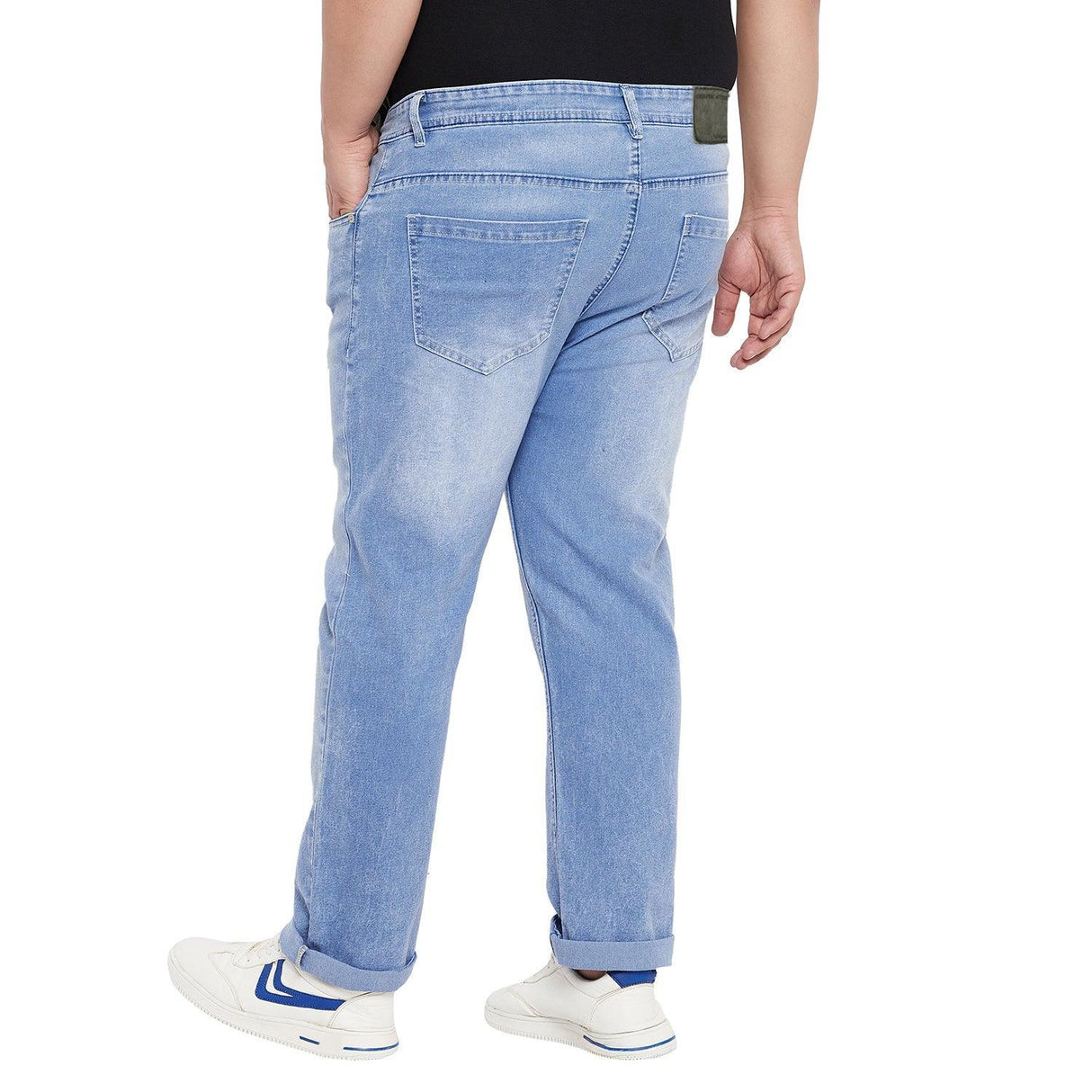 Men Plus Size Feedo Washed Indigo Denim - bigbanana