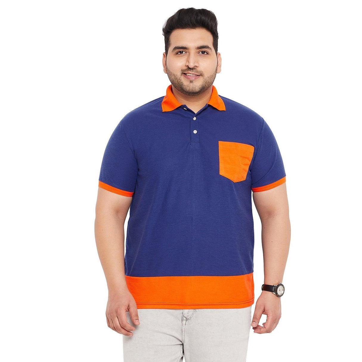 Men Plus Size Finn-B Colorblock Polo Tshirt - bigbanana