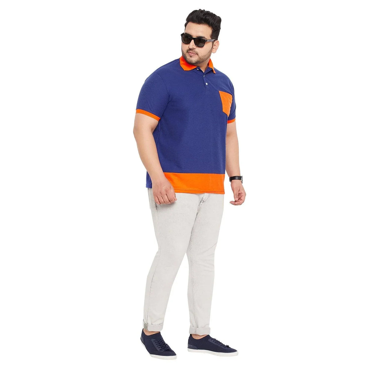 Men Plus Size Finn-B Colorblock Polo Tshirt - bigbanana