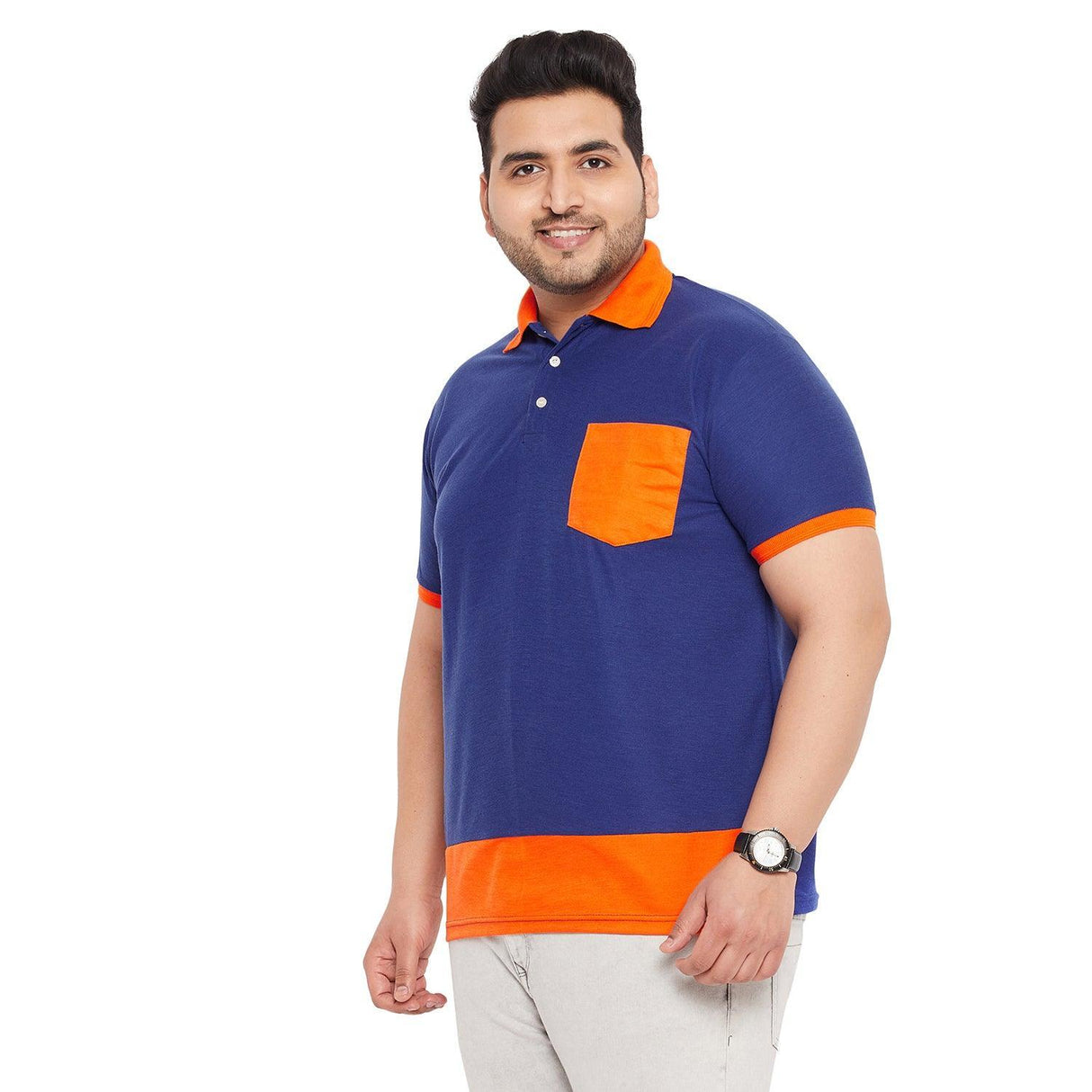 Men Plus Size Finn-B Colorblock Polo Tshirt - bigbanana