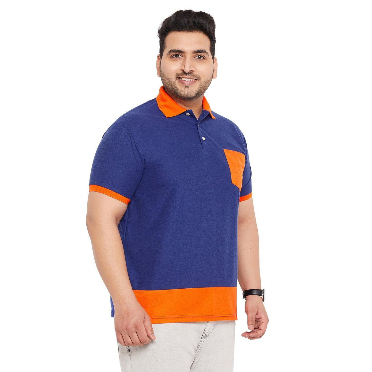 Men Plus Size Finn-B Colorblock Polo Tshirt - bigbanana