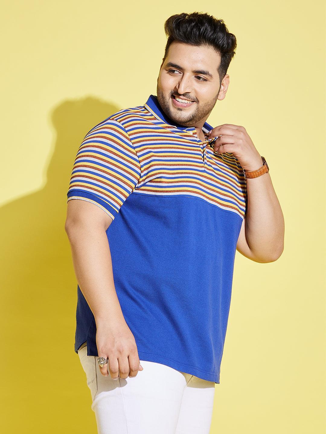 Men Plus Size Frengo Striped Polo Tshirt - bigbanana