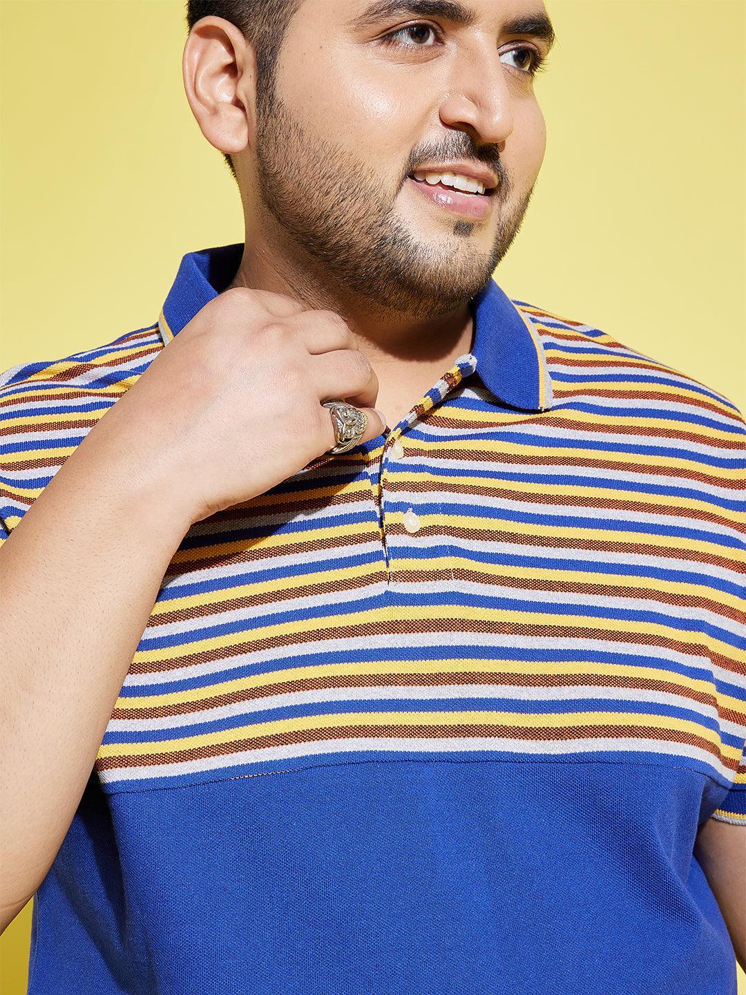 Men Plus Size Frengo Striped Polo Tshirt - bigbanana
