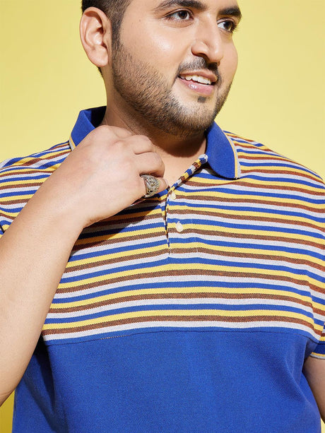 Men Plus Size Frengo Striped Polo Tshirt - bigbanana