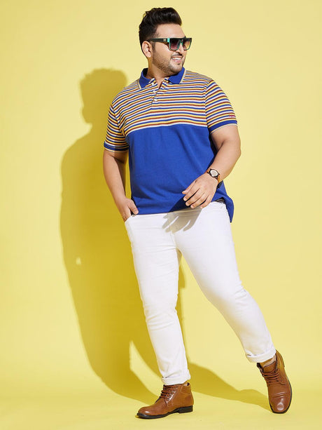Men Plus Size Frengo Striped Polo Tshirt - bigbanana