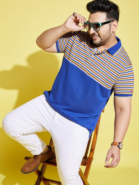 Men Plus Size Frengo Striped Polo Tshirt - bigbanana