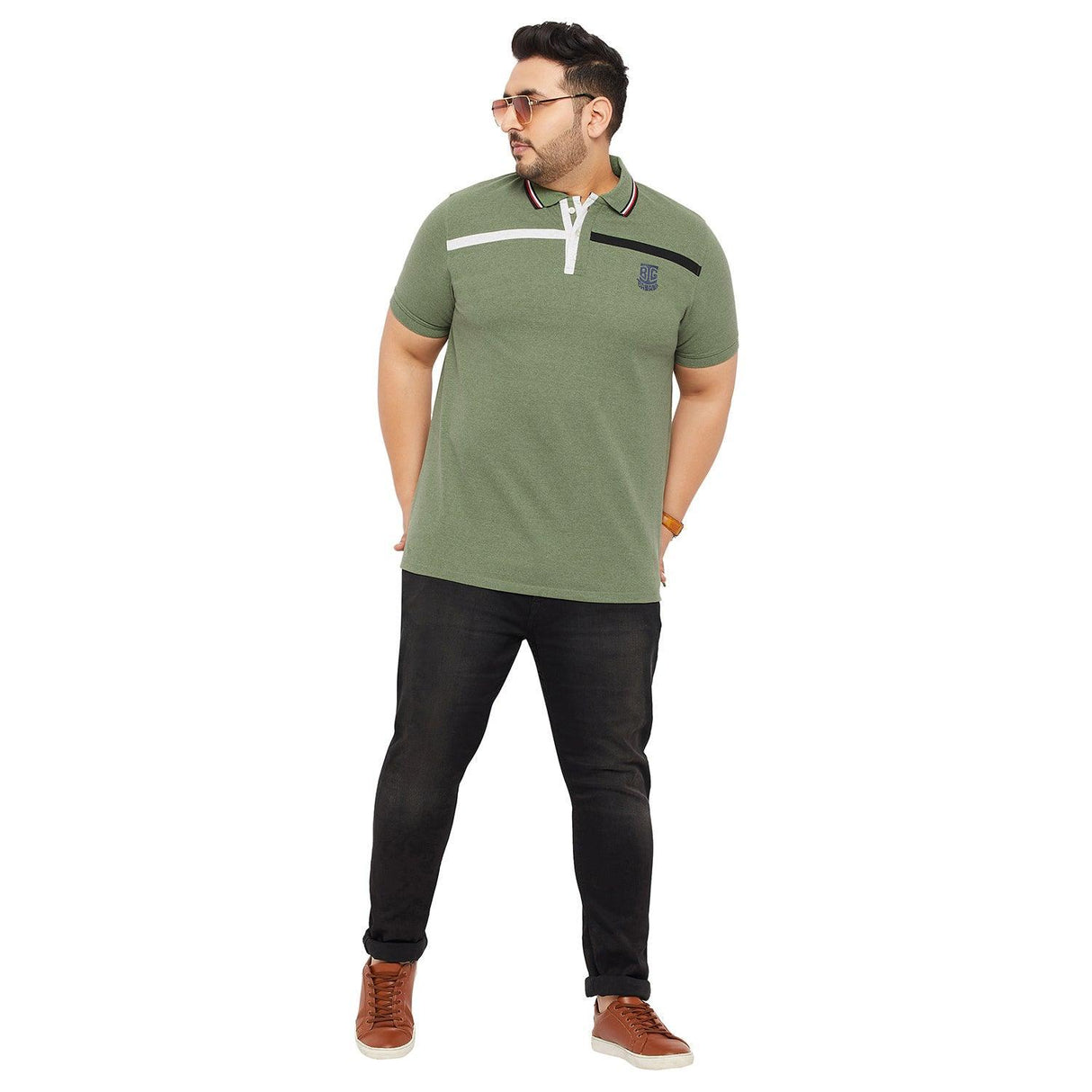 Men Plus Size Garber Colorblock Polo Tshirt - bigbanana