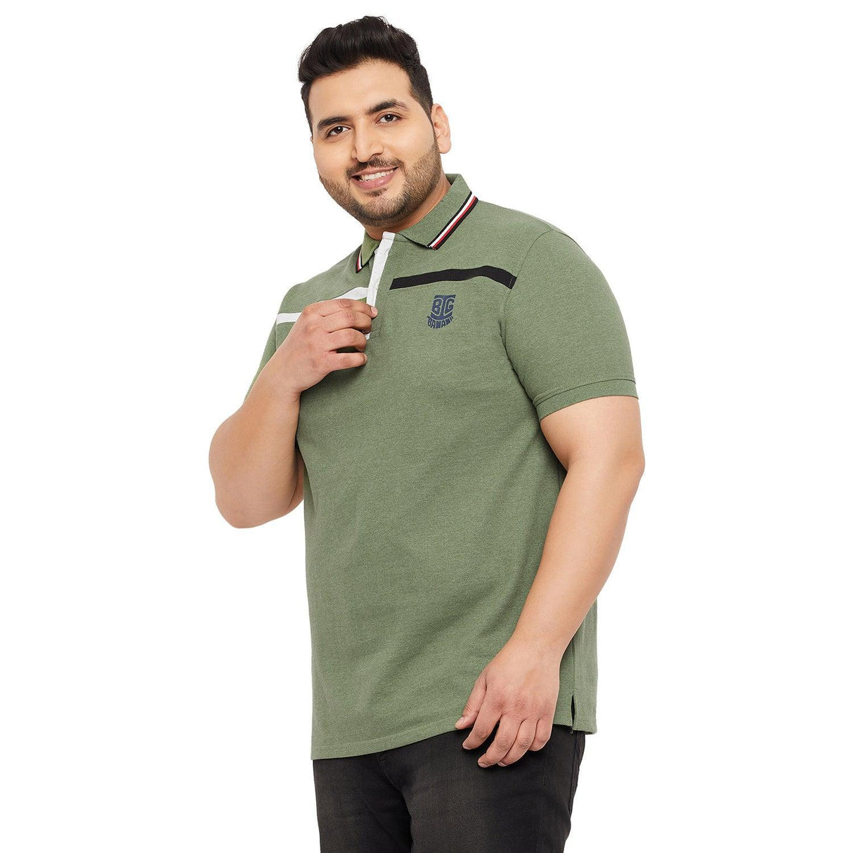 Men Plus Size Garber Colorblock Polo Tshirt - bigbanana