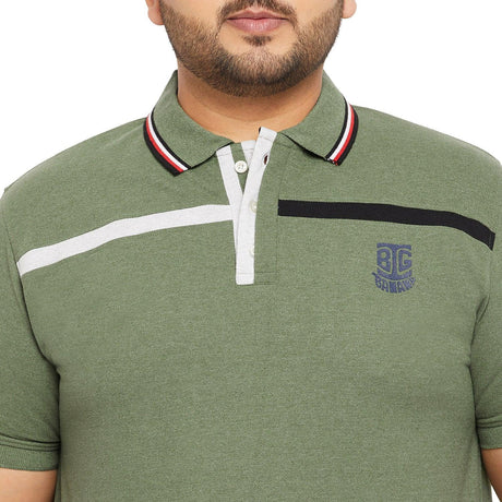 Men Plus Size Garber Colorblock Polo Tshirt - bigbanana