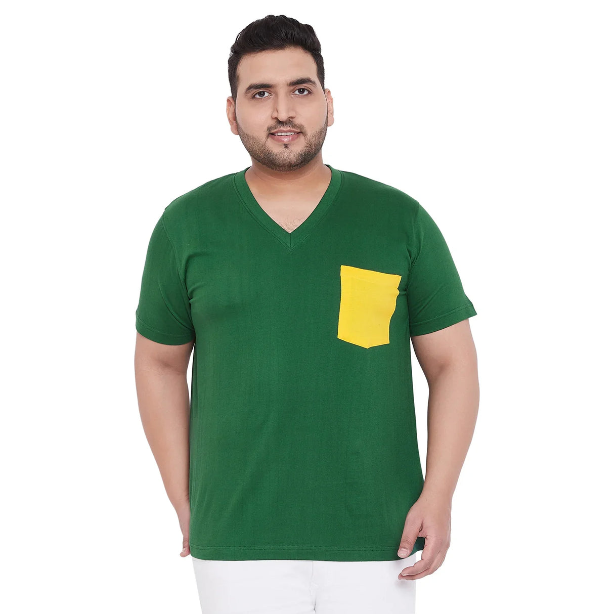 Men Plus Size Hagan GR Solid V Neck Tshirt - bigbanana