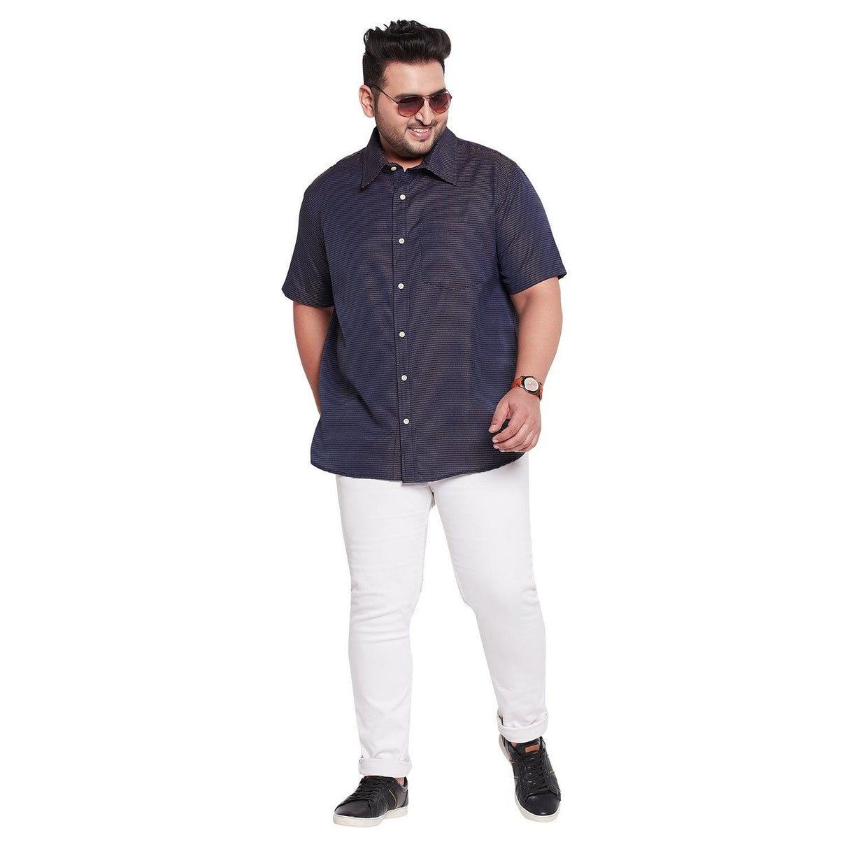 Men Plus Size Hormiga Self Design Shirt - bigbanana