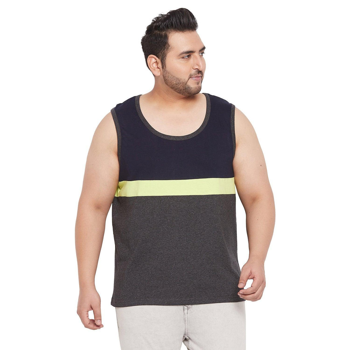 Men Plus Size Hugh Colorblock Innerwear Vest - bigbanana