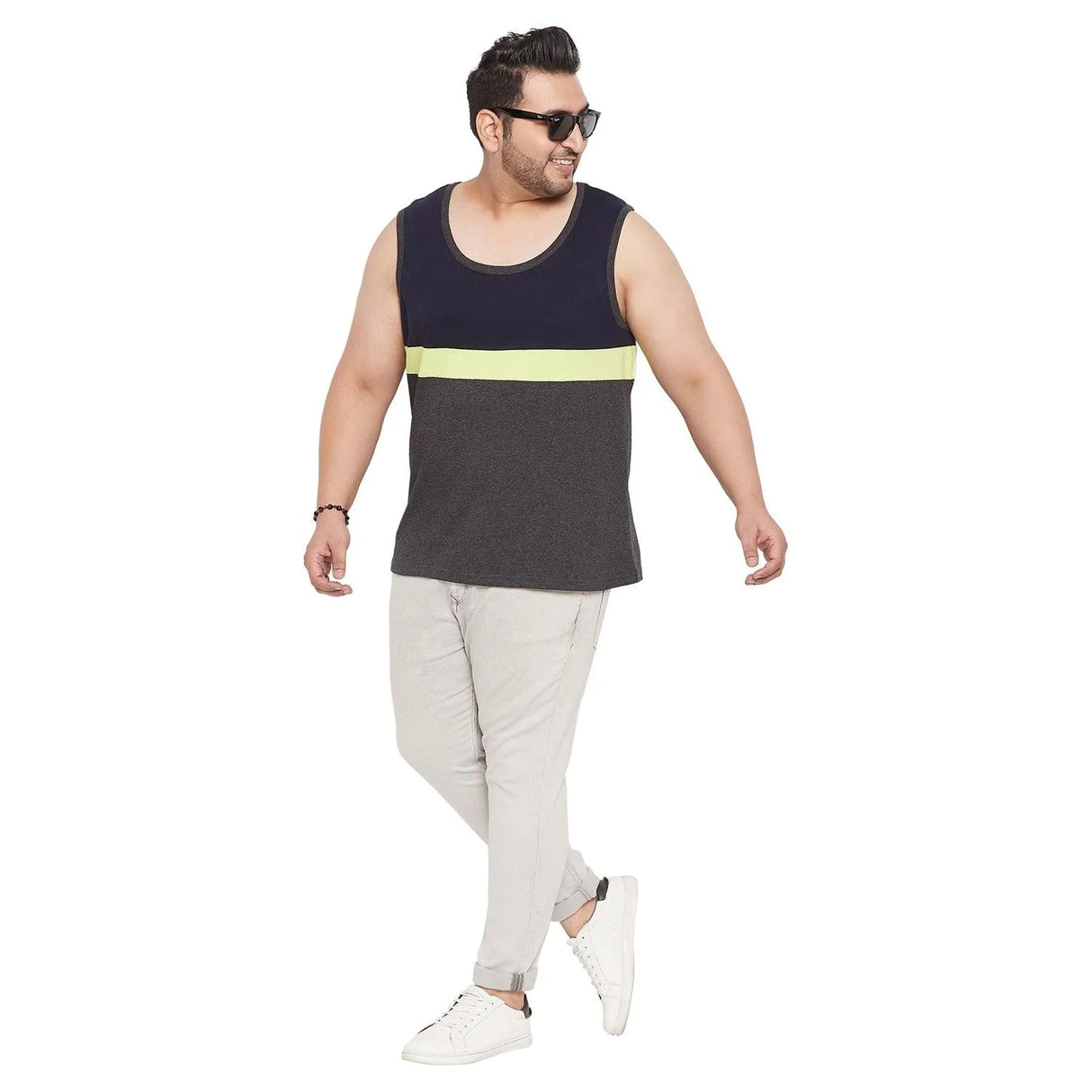 Men Plus Size Hugh Colorblock Innerwear Vest - bigbanana