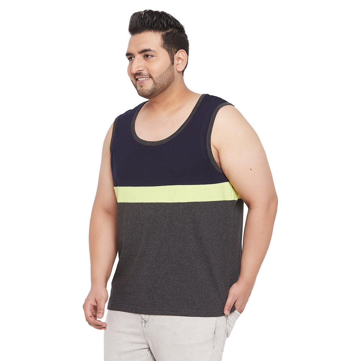 Men Plus Size Hugh Colorblock Innerwear Vest - bigbanana