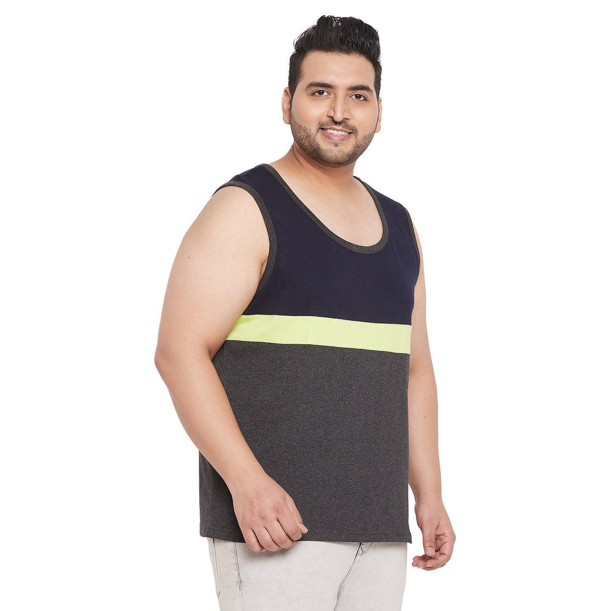 Men Plus Size Hugh Colorblock Innerwear Vest - bigbanana