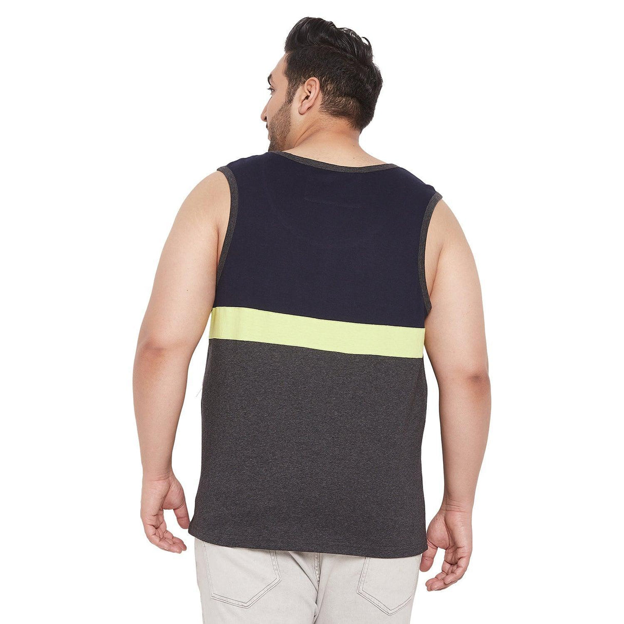 Men Plus Size Hugh Colorblock Innerwear Vest - bigbanana