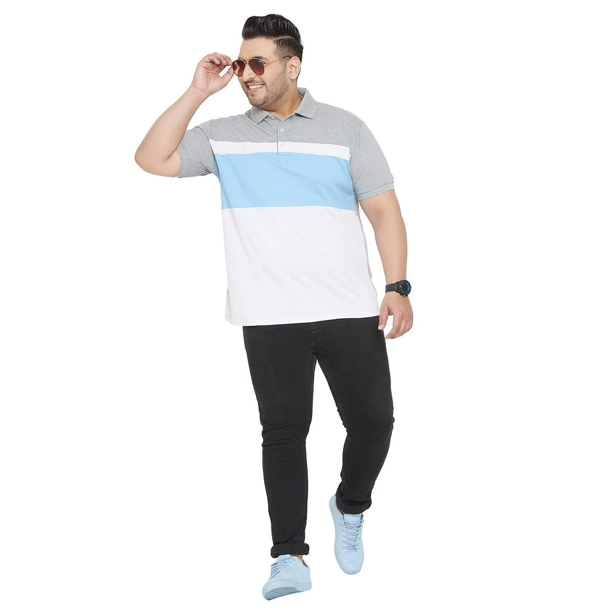 Men Plus Size Juno Colorblock Polo Tshirt - bigbanana