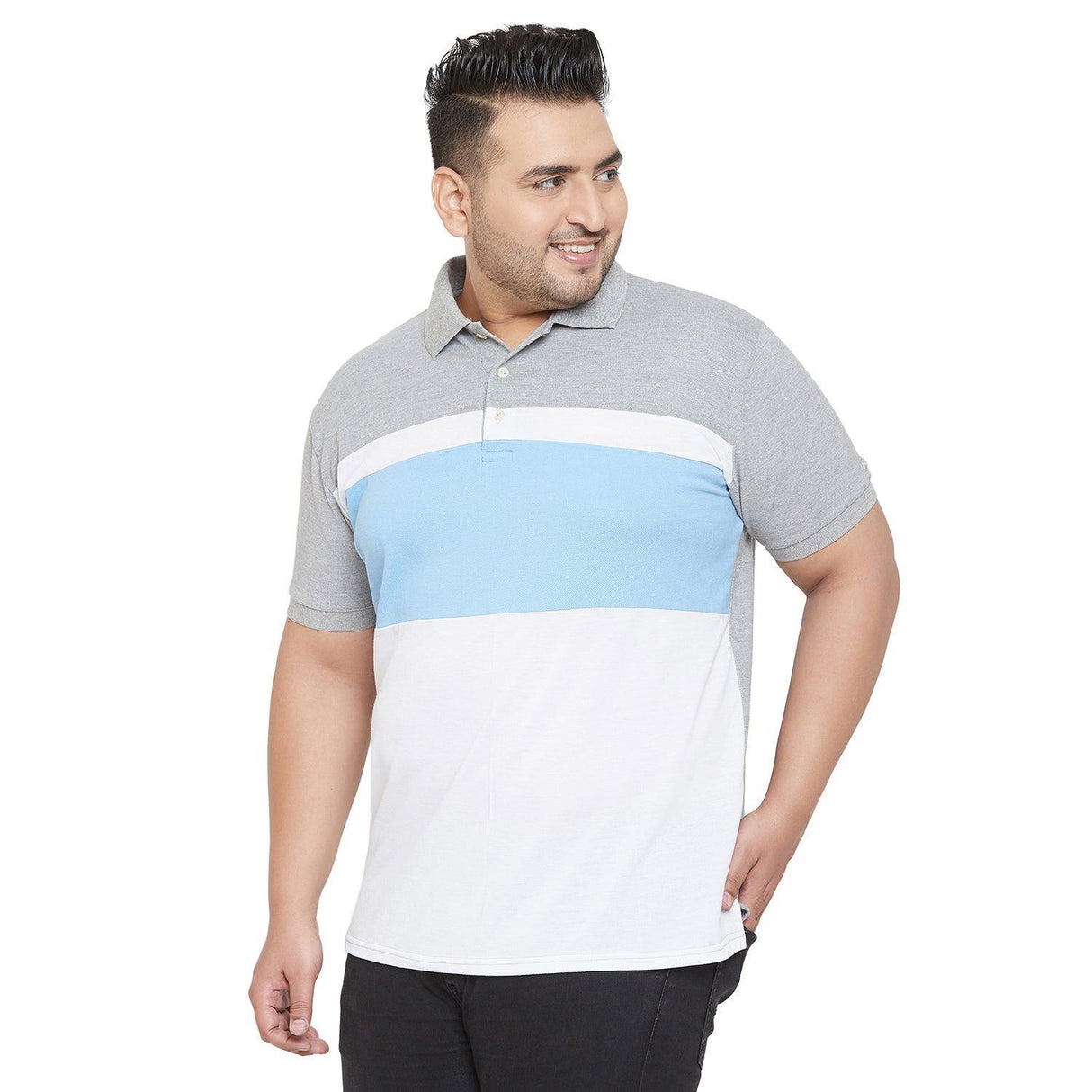 Men Plus Size Juno Colorblock Polo Tshirt - bigbanana
