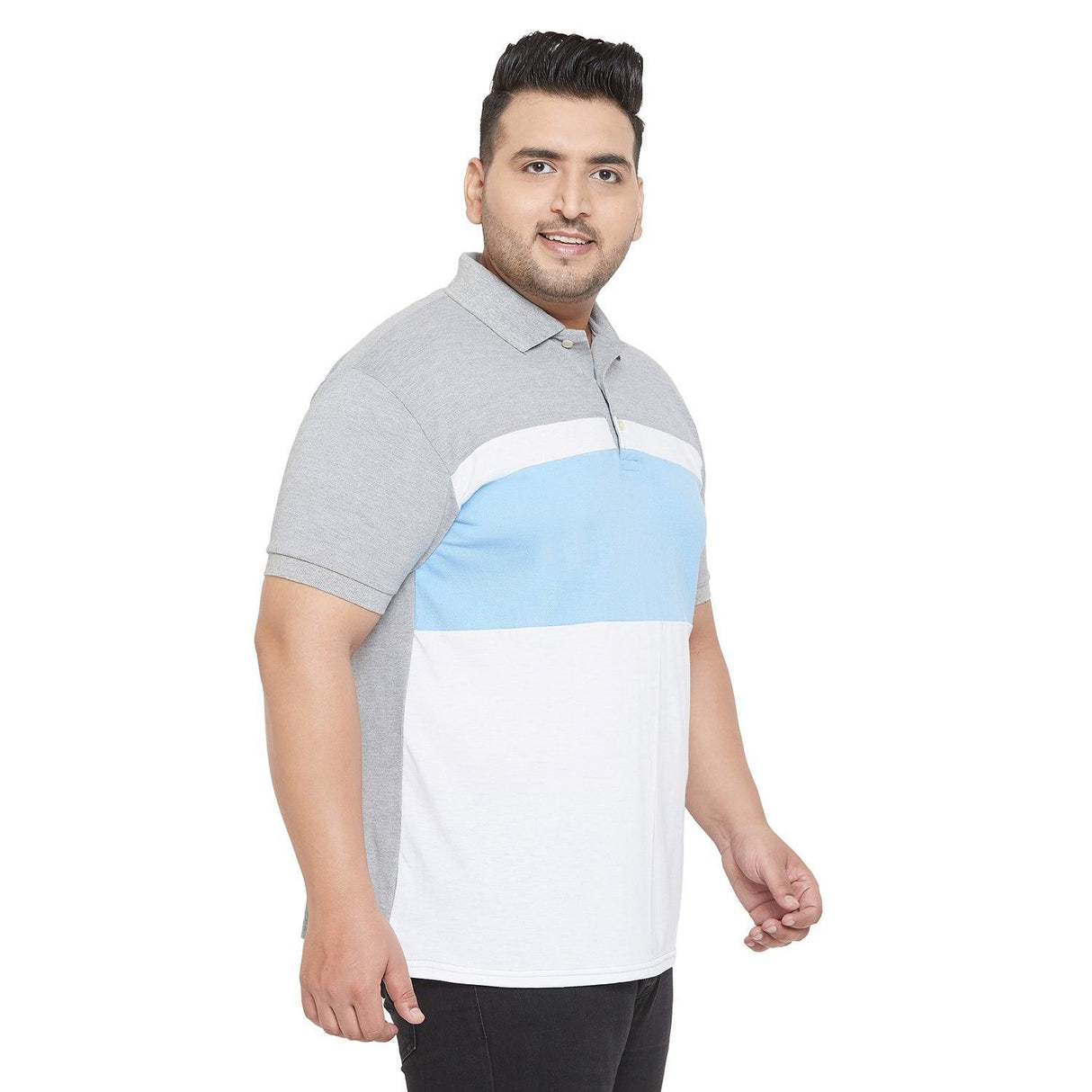Men Plus Size Juno Colorblock Polo Tshirt - bigbanana